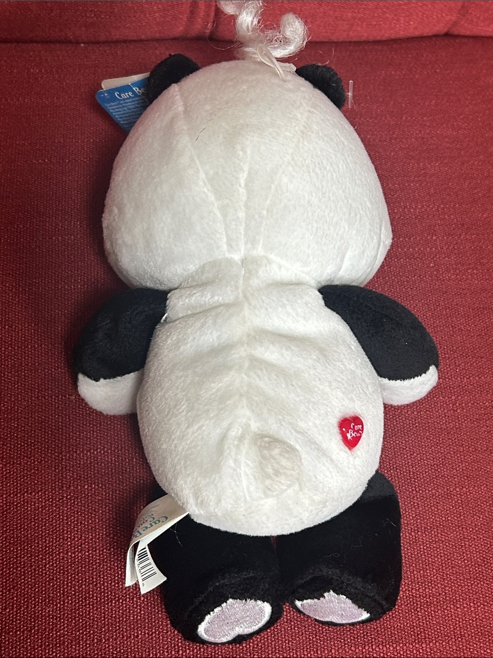 RARE Care Bears Cousin Polite Panda beanie White Black with Pink Rose Accent 8” - Picture 3 of 11